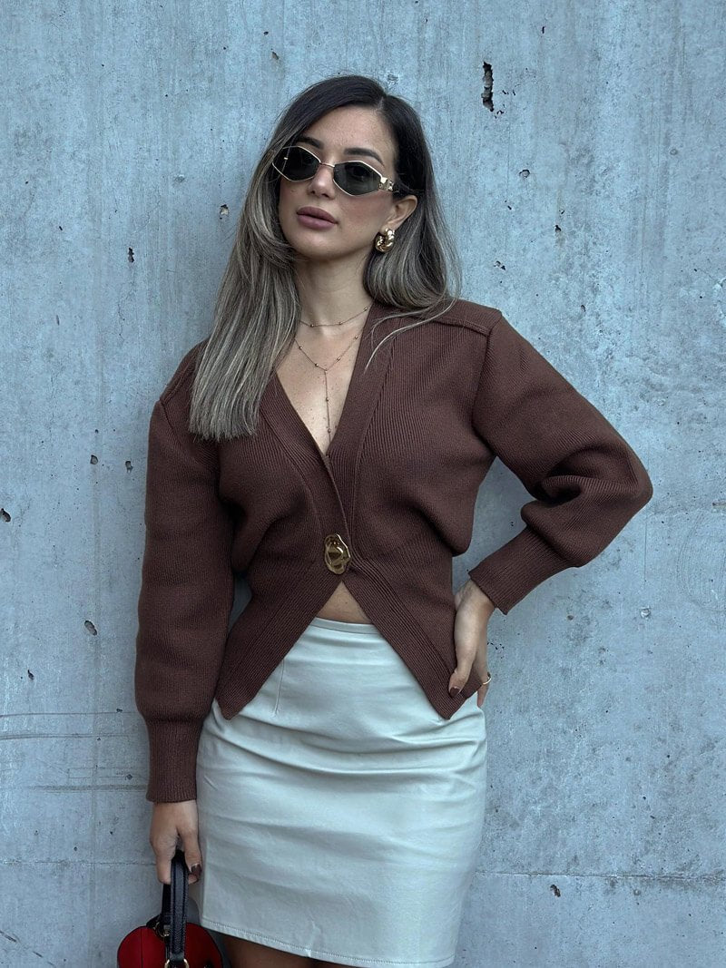 Seame - Lyra Knitted Cardigan Brown S