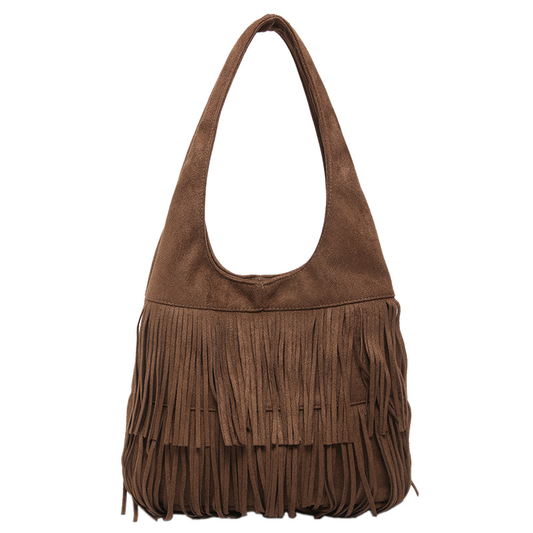 Sac à bandoulière Amanda en velours avec pampilles