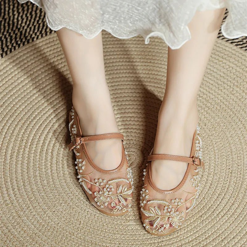 SEAME - Juliana Mesh Flat Shoes Beige 35