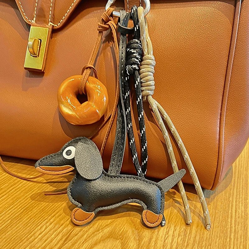 SEAME - Sausage Dog Keychain Pendant Black Donut