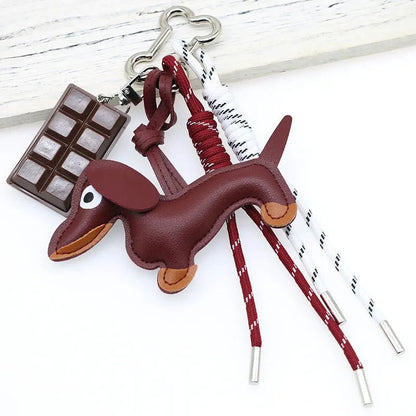 SEAME - Sausage Dog Keychain Pendant Burgundy Chocolate